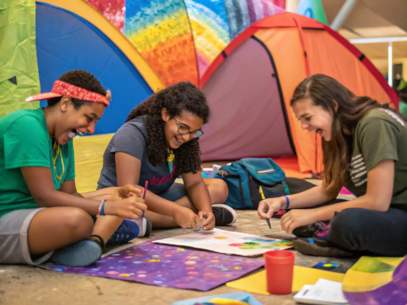 Children playing games and engaging in creative activities at an AYLF summer camp, illustrating the fun and educational experiences provided.